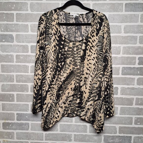Notations Vintage Animal Print Womens Long Sleeve Plus Size Top Size 1X Safari - Picture 3 of 10
